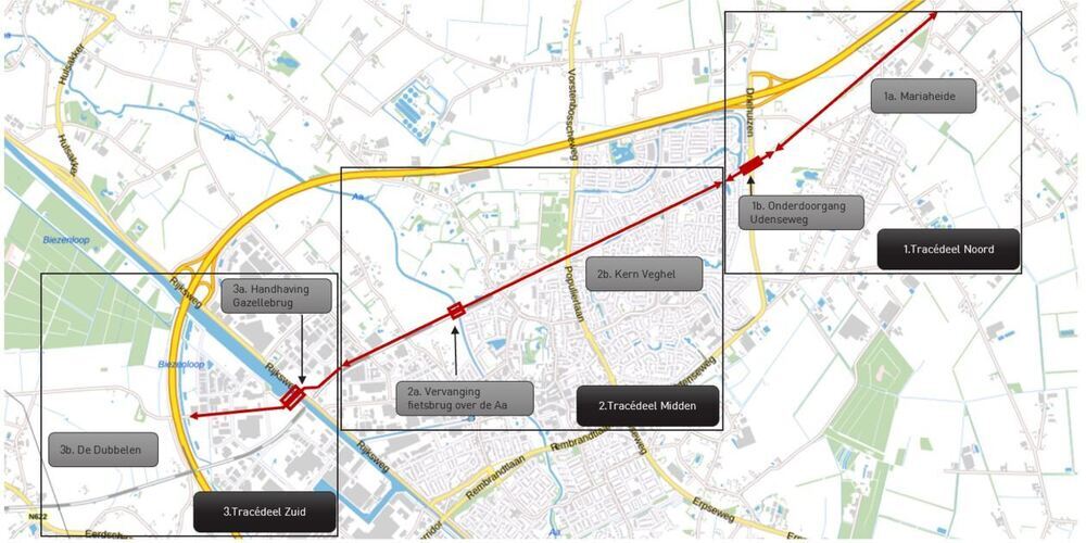 F50 Uden - Veghel overzichtskaart