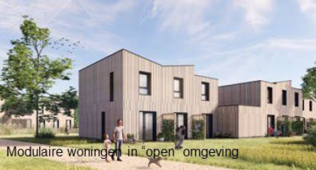 Modulaire woningen in open omgeving