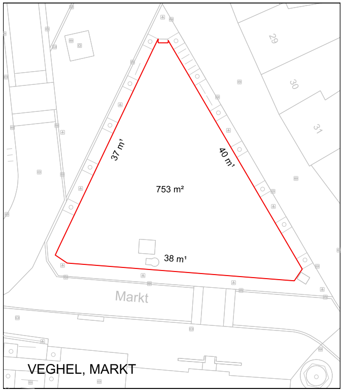Veghel, Markt, evenemententerrein van 753 vierkante meter