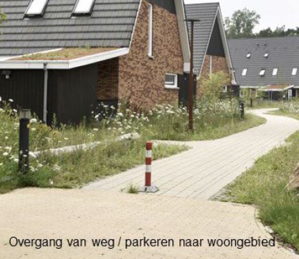 Overgang van weg Parkeren naar woongebied